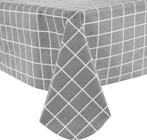 Vista 12 de Mantel de vinilo desechable con reverso de franela, impermeable, patrón de copo de nieve y reno (60 pulgadas, 2-4 asientos)