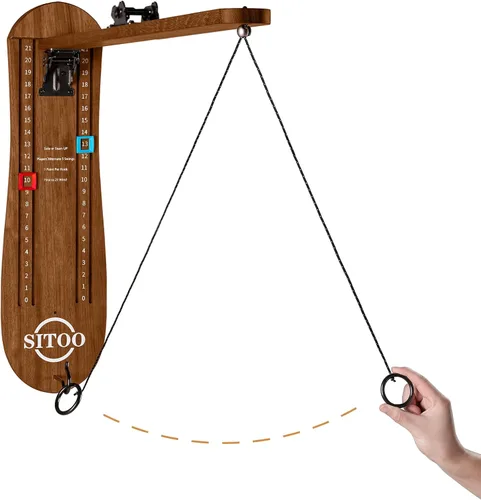 Vista 5 de Ring Toss Game for Adults, Outdoors Games, Wall Mounted Hook and Ring Game with Foldable Arm