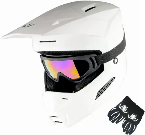 Vista 26 de 1Storm - Casco de motocross para jóvenes, ATV, BMX, MX, motocicleta todoterreno, kart, adolescente, blanco brillante Blanco brillante juvenil