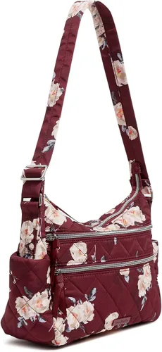 Vista 2 de Bolso tipo cartera de sarga con triple cremallera para mujer