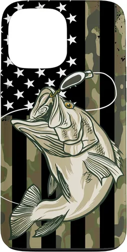 Vista 23 de Funda de camuflaje para iPhone 16, diseño de bandera estadounidense, pescador, pescador, camuflaje
