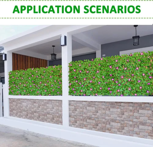 Vista 6 de Pantalla de Privacidad Expandible para Balcón Patio Exterior, Panel Decorativo de Cercado de Hiedra Artificial, Setos Artificiales