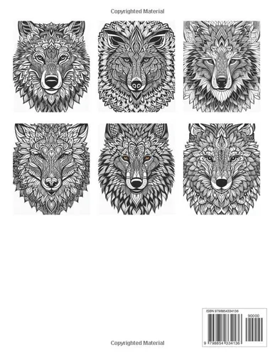 Vista 2 de Wolf Spirit Tranquility Zen Mandalas for Mindful Coloring Zen Mandalas for Mindful Coloring