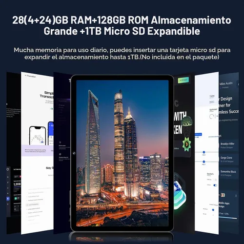 Vista 4 de WXUNJA Tablet Android 15, tabletas de 11 pulgadas con procesador Octa Core, 12 GB de RAM 128 GB de ROM 1 TB de expansión, Widevine L1, batería