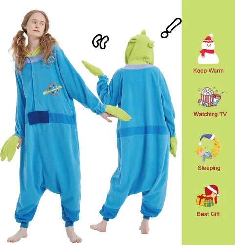 Vista 2 de SWEETXIN Adult Kid Unisex Onesie Pajamas Halloween Christmas Sleepwear Jumpsuit Cosplay Costume Suit for Women and Men