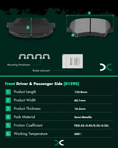 Vista 3 de SCITOO Kits de pastillas de freno semimetálicas D1595 para Hyundai 2011-2016, para Kia 2014-2016
