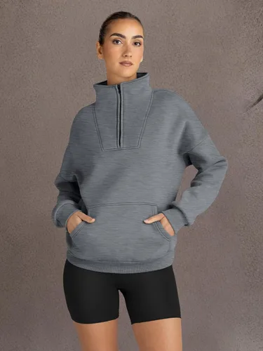 Vista 6 de Trendy Queen - Sudaderas con medio cierrey capucha de gran tamaño, comoda, extragrande, para otoño, Y2K, ropa de invierno, 2024