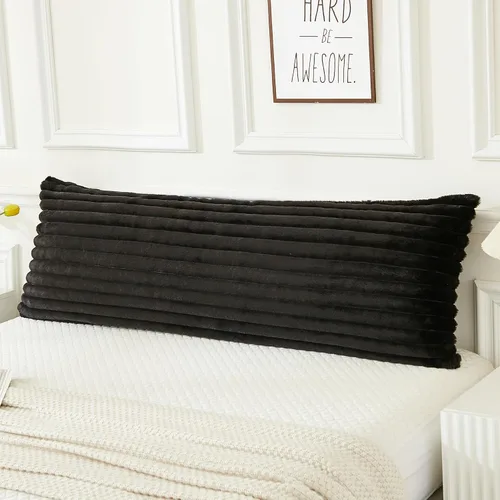 Vista 15 de JAUXIO - Funda de almohada corporal de piel sintética mullida, lujosa, decorativa con rayas, ultra suave y acogedora con cierre de cremallera de 21