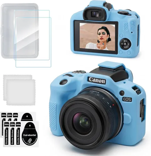 Vista 16 de Funda para cámara Canon EOS R100, funda protectora de silicona suave con protector de pantalla Accesorios para Canon R100, antiarañazos, goma ligera