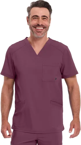 Vista 22 de Cherokee Infinity Men's V-Neck Scrub Top with 3 Pockets and 360° Stretch Negro