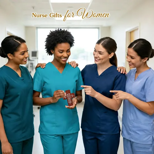 Vista 5 de FLYAB Regalos de enfermera para mujer, adorno de cruz Not All Heroes Wear Capes Some Wear Scrubs de madera y acrílico, decoración de árbol