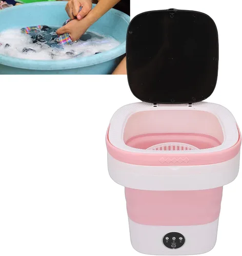 Vista 9 de HURRISE Mini máquina de lavandería, máquina de lavandería plegable de 14 litros con 3 modos de limpieza profunda, para ropa interior, calcetines