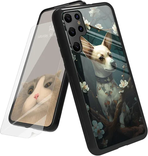 Vista 99 de Funda para Samsung Galaxy A12 5G con protector de pantalla, parte trasera de vidrio templado + TPU de silicona suave que absorbe los golpes