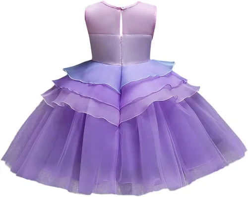 Vista 13 de Vestido de cumpleaños de unicornio para bebé, disfraz de princesa, Halloween, cosplay, Navidad, carnaval, fiesta con diadema