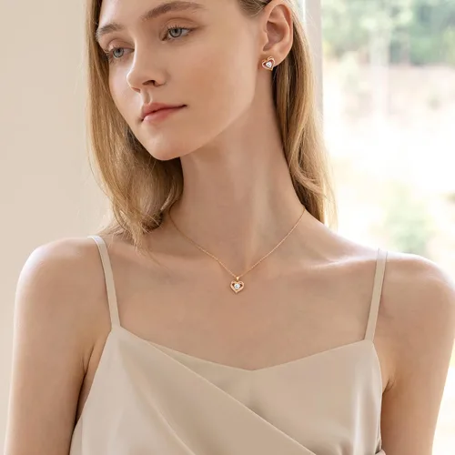 Vista 2 de CDE Collares de corazón para mujer, plata esterlina 925, dije de piedra natal, aniversario, cumpleaños, Navidad, día de San Valentín, joyería