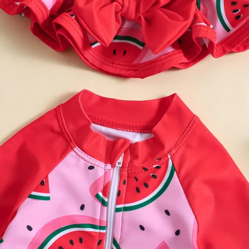 Vista 63 de Traje de baño de una pieza con cremallera de manga larga para bebé niña con gorro