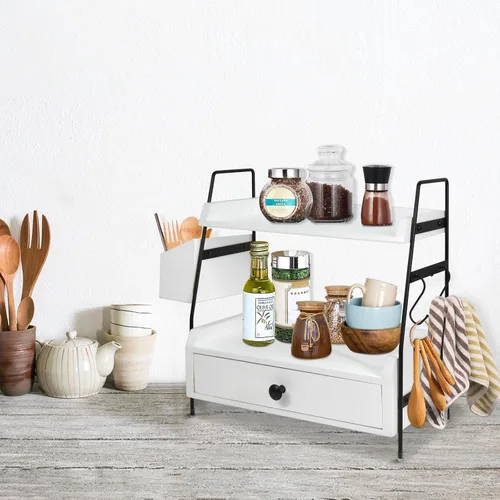 Vista 6 de Accesorios de barra de café y organizador de encimera, organizador de estación de café, organizador de estante de encimera de cocina, almacenamiento