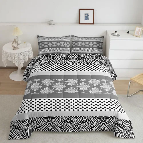 Vista 9 de Juego de ropa de cama individual de piel de cebra, guepardo y leopardo, para niños y adultos, juego de edredón de piel de animales salvajes