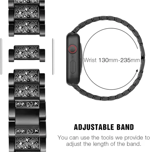 Vista 5 de Correa compatible con Amazfit Bip 5, Lamshaw de liberación rápida de 0.86 pulgadas para mujer, correa de repuesto ajustable de metal con diamantes