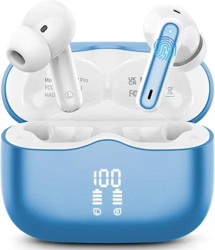Vista 9 de Auriculares inalámbricos, Bluetooth 5.4 con graves profundos estéreo de alta fidelidad, 4 ENC con cancelación de ruido, auriculares inalámbricos