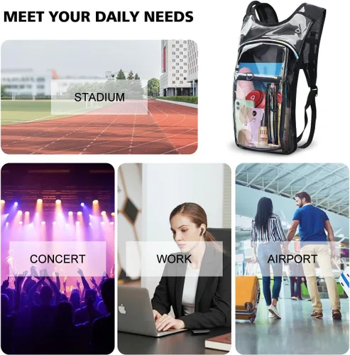 Vista 8 de Mochila de hidratación, mochila de agua con cámara de 2L, mochila de hidratación para raves, esencial para festivales, senderismo, ciclismo
