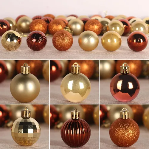 Vista 21 de Esferas pequeñas de bronce de 1.6 pulgadas para decoración del árbol de Navidad, adornos inastillables para cumpleaños, Halloween, vacaciones, boda