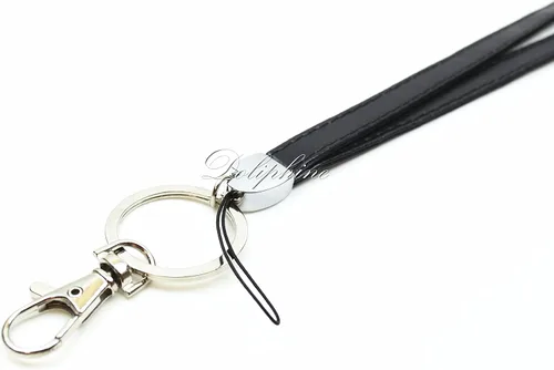 Vista 3 de Pulsera de cuero duradera de lujo para soporte de tarjetas de identificación, llavero, teléfono celular, llaves, USB, cámara, bolso, Negro