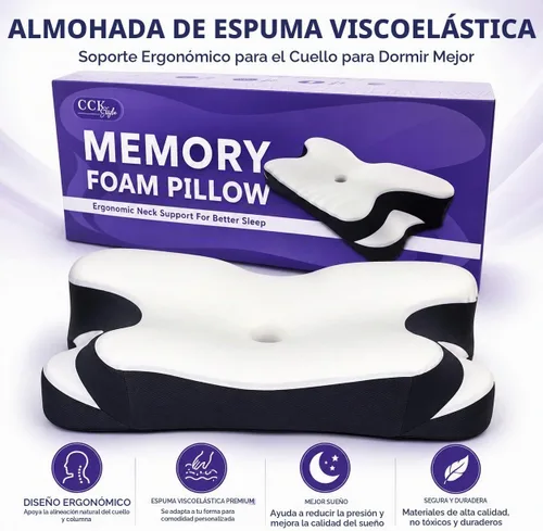 Vista 8 de Almohada cervical para dormir de lado, almohada ergonómica de espuma viscoelástica para aliviar el dolor de cuello y hombros, almohada ortopédica
