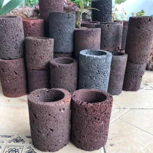 Vista 4 de Maceta para suculentas, mini maceta volcánica gris de 2.6 pulgadas, paquete de 2