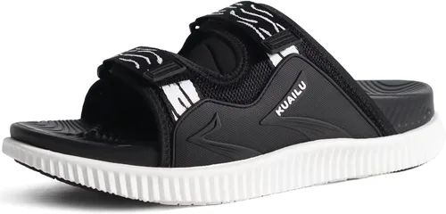 Vista 9 de KuaiLu Sandalias ortopédicas para hombre, atléticas, gruesas, para recuperación, deporte, correa ajustable, puntera abierta, sandalias para caminar