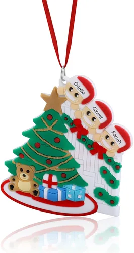 Vista 8 de Adornos de Navidad personalizados, nombres de familia, decoración de Navidad, decoración colgante de árbol, adorno de bendición de Feliz Navidad