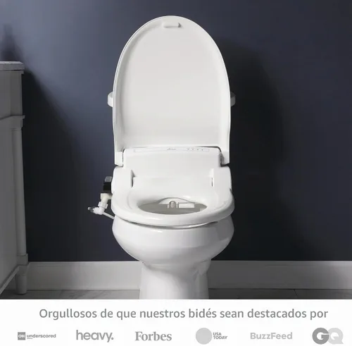 Vista 10 de Bio Bidet BB1000 Asiento de bidé de agua caliente, secador de aire, asiento calefactable con tapa de cierre lento, control remoto, redondo