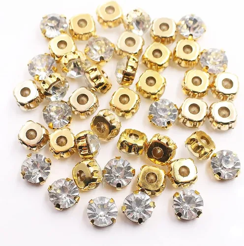 Vista 6 de Diamantes de imitación de 0.118 in a 0.394 in (0.394 in, 72 unidades) Metal Claws With Holes, Flatback, Clear Crystal Stones, Sewing Crafts Gems