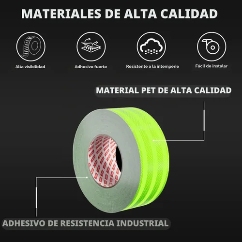 Vista 6 de SWRT Cinta Reflectante de 2 Pulgadas X 30 Pies para Exteriores Impermeable DOT-C2 Resistente a la Decoloración Verde Fluorescente Reflectante