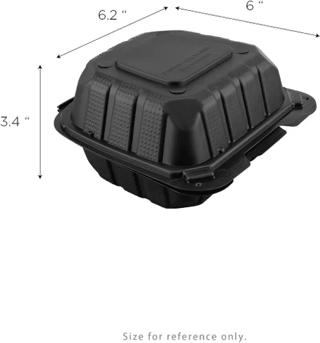 Vista 4 de KARAT EARTH Clamshell - Recipientes de alimentos para llevar [6 x 6 pulgadas - 400 quilates] para llevar, aptos para microondas, congelador