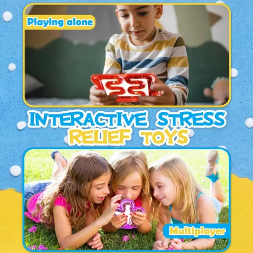 Vista 5 de Paquete de 8 juguetes de apretar para niños, tubo sensorial blando con cuentas de laberinto, gominola colorida, lentejuelas brillantes, juguetes