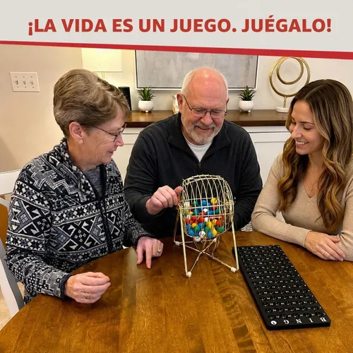 Vista 6 de MR CHIPS Juego de bingo profesional de 11 pulgadas de alto con jaula de acero, bolas eternas de 7/8 pulgadas, tablero maestro para bolas, color 3