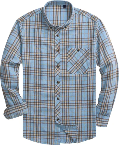Vista 13 de Lion Nardo Camisas de Franela a Cuadros para Hombre de Manga Larga Camisas de Vestir para Hombre Casuales con Botones Abajo Tallas Grandes