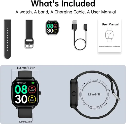 Vista 7 de JYUAJOI Reloj Inteligente de Salud y Fitness (Responder/Realizar Llamadas), Reloj Inteligente con Monitor de Frecuencia Cardíaca 24/7, Rastreador