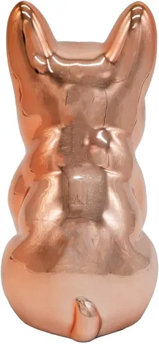 Vista 3 de Estatua de bulldog francés, estatua metálica de cerámica sentada en oro rosa, escultura decorativa para perro o decoración del hogar, estatua