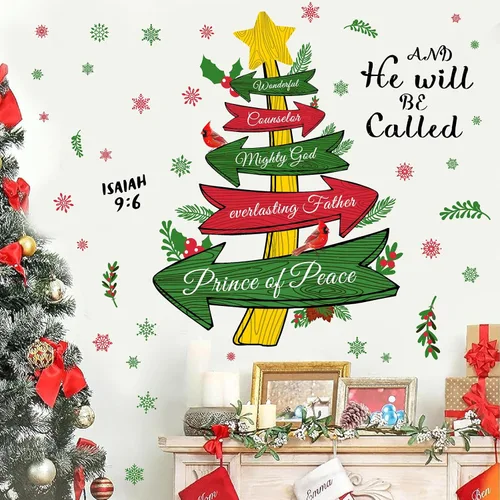 Vista 10 de Calcomanías de pared de Navidad, citas de Navidad, calcomanías de pared para decoración de interiores inspiradoras para niños, calcomanías de pared