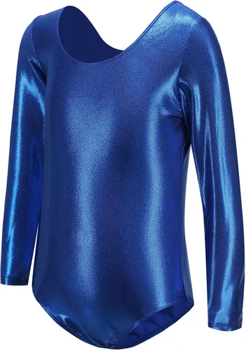 Vista 36 de AFAVOM Leotardos de gimnasia para niñas, leotardos de manga larga para niñas, brillantes y brillantes, para gimnasia, traje de ballet y danza