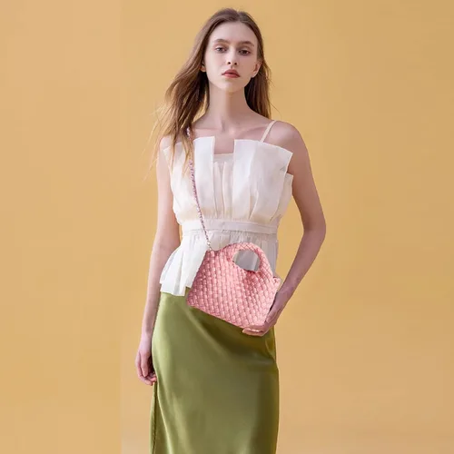 Vista 2 de Bolso de hombro pequeño, Bolsos y monederos para mujer, Bolso compuesto tejido, Bolsa de cadena de viaje, Bolso cruzado para teléfono