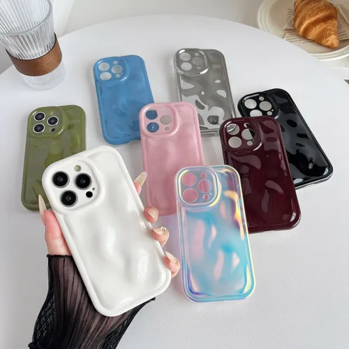 Vista 2 de Caseative Funda para iPhone 14 Pro, color negro Suavidad de la galjanoplastia de cromo del patrón de la burbuja del meteorito de la onda
