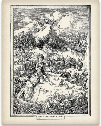 Vista 12 de Lone Star Art Peter Pan - So Come With Me Where Dreams Are Born - J.M. Barrie - 11x14 Unframed Typography Book Page Print - Great Neverland Gift &