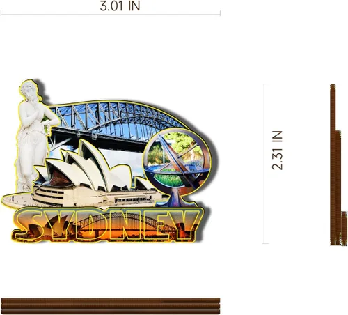 Vista 3 de Imán de madera de Sydney Australia 3D para nevera, recuerdos coleccionables, decoración hecha a mano, manualidades 3