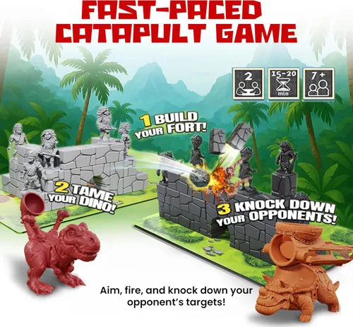 Vista 2 de Catapult Feud - Juego base, expansiones y accesorios (expansión del paquete dinosaurio)