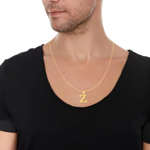 Vista 3 de Floreo 10k Yellow Gold 0.7" Textured Block Letter Initial A-Z Alphabet Pendant with Optional 18" Chain Necklace