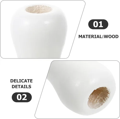 Vista 3 de DECHOUS Pomos de cordón ciego, paquete de 6 borlas de madera blancas