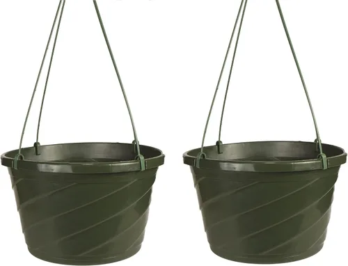Vista 3 de Maceta colgante europea decorativa de The HC Companies de 30,5 cm de gran tamaño, cesta colgante de plástico con diseño de remolino para plantas al